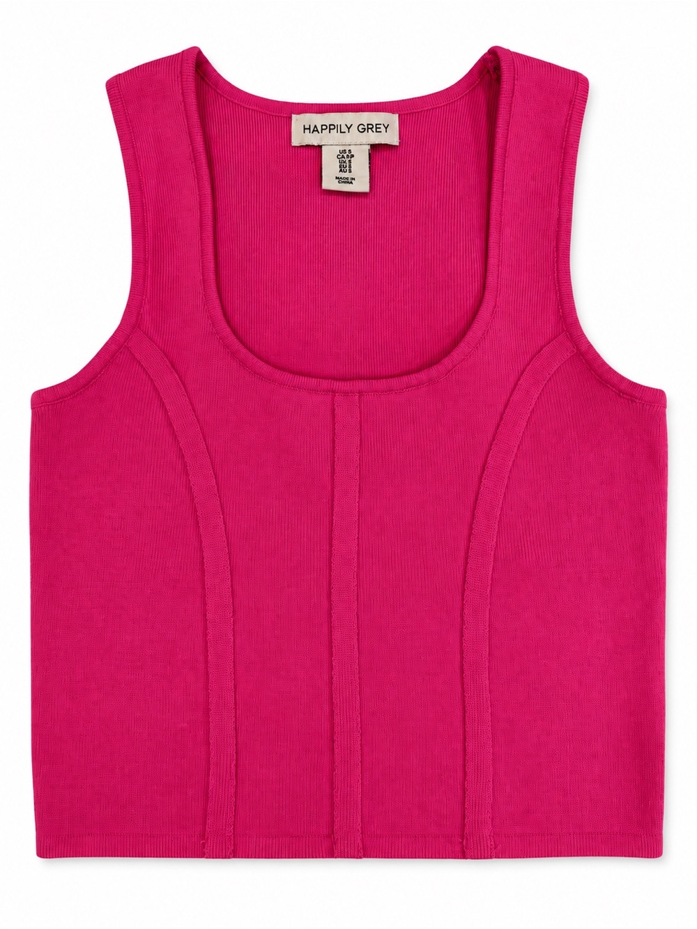 Happily Grey Scoop Neck Tank in Hot Pink